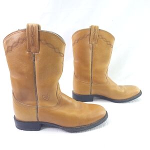 Ariat Sierra Work Boots Size 6 B Golden Brown Leather Pull On Western Shoes